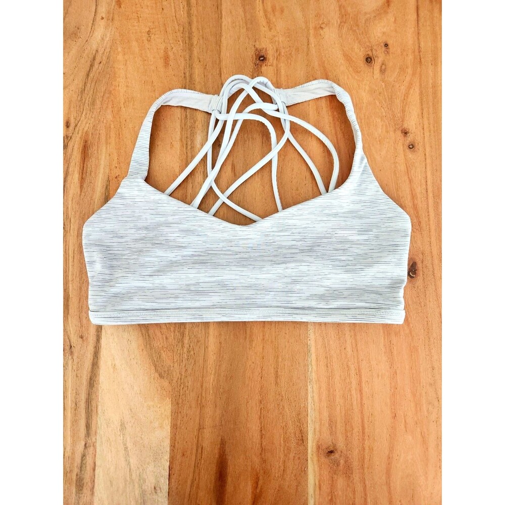 Lululemon White Space Dye Free to Be Elevated Strappy Sports Bra Women's Size 6